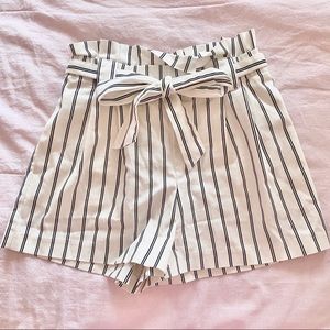 Zara paper bag waist striped shorts